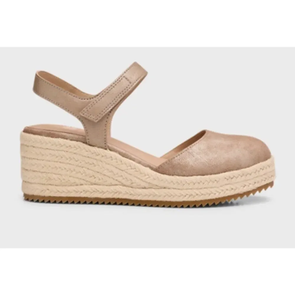 Eileen Fisher Nessa Espadrille Wedge Suede Leather Sandals Tan Beige Size 10 NEW